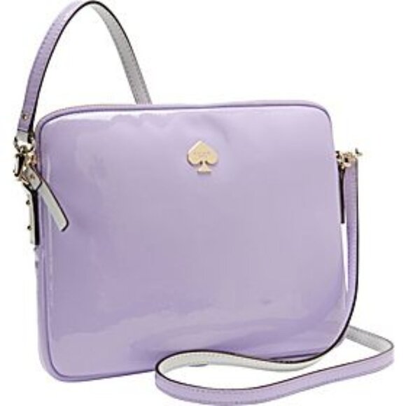 KATE SPADE NY BRYCE-FLICKER Lilac Purple Pink PATENT LEATHER TABLET CROSSBODY - Picture 1 of 9